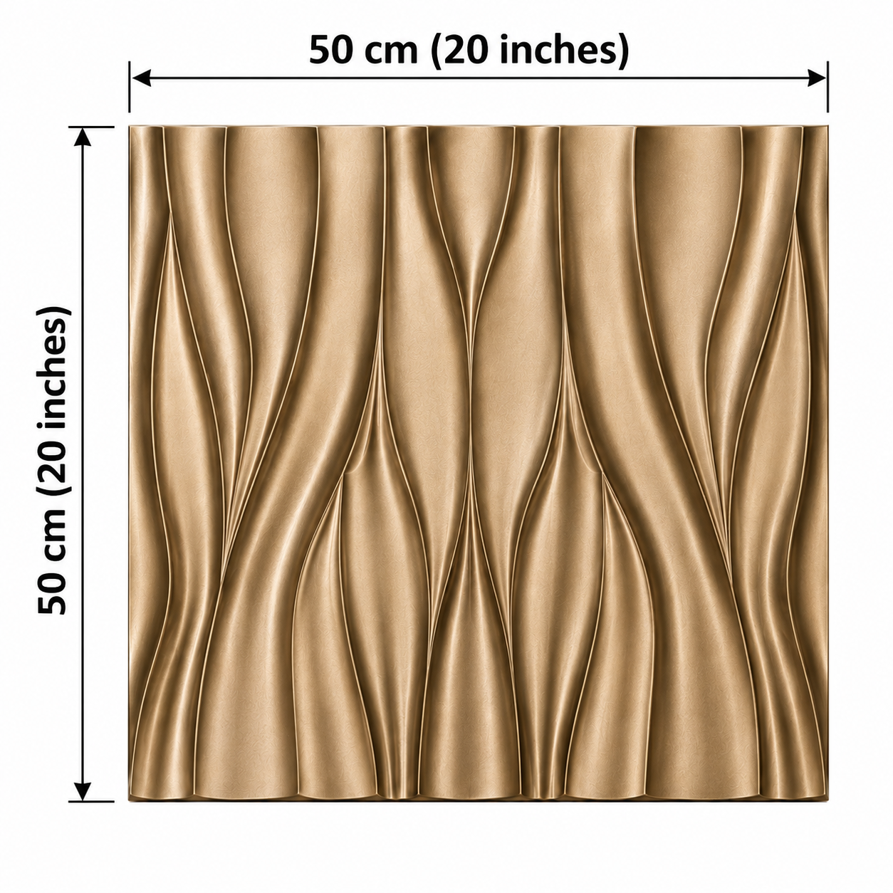 TryMe Dune Wave Sculpted 3D Wall Panel — Champagne Gold (50×50 cm) thumbnail 2