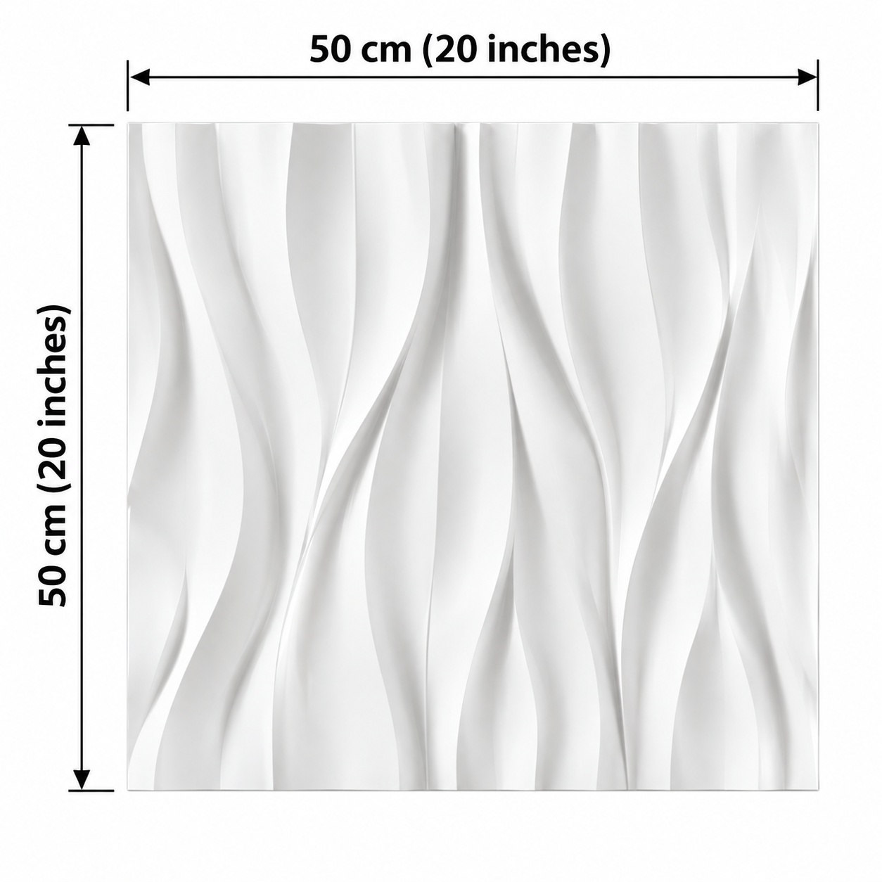 TryMe Flowing Ribbon Wave 3D Wall Panel — Matte Velvet White (50×50 cm) thumbnail 2