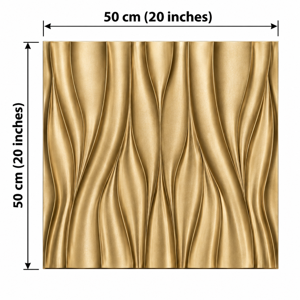 TryMe Sculpted Flame Ripple 3D Wall Panel — Royal Antique Gold (50×50 cm) thumbnail 2