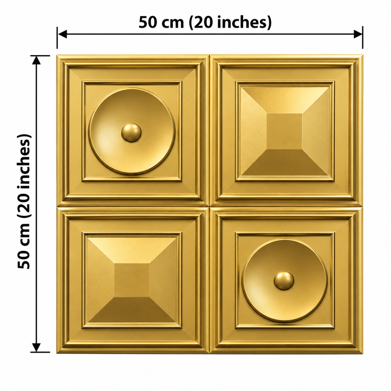 TryMe Classical Coffer & Dome 3D Wall Panel — Renaissance Gold (50×50 cm) thumbnail 2