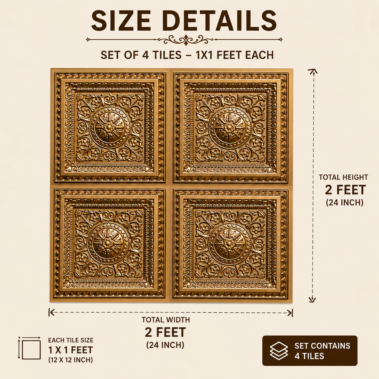 Royal Golden Embossed Decorative Ganpati Backdrop Panel 1x1 thumbnail 2