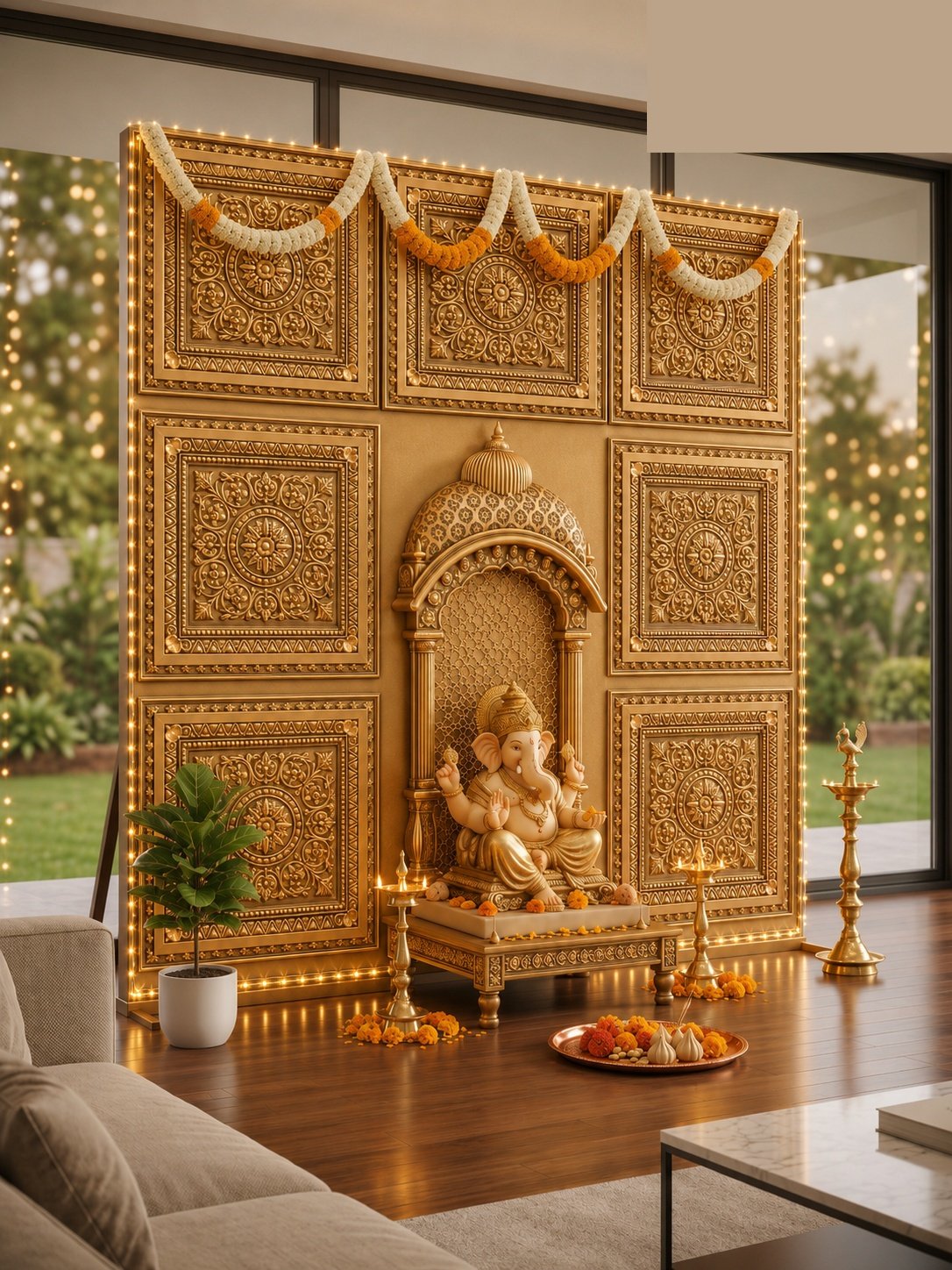 TryMe Ganpati Festive Backdrop Panel — Gold 2×2 thumbnail 4