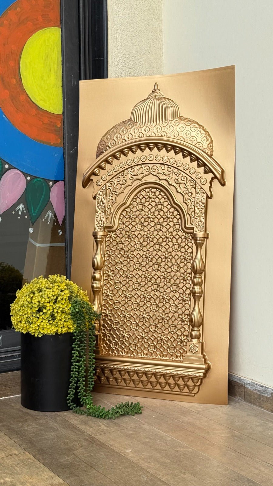 TryMe Ganpati Festive Backdrop Panel — Gold Zarokha