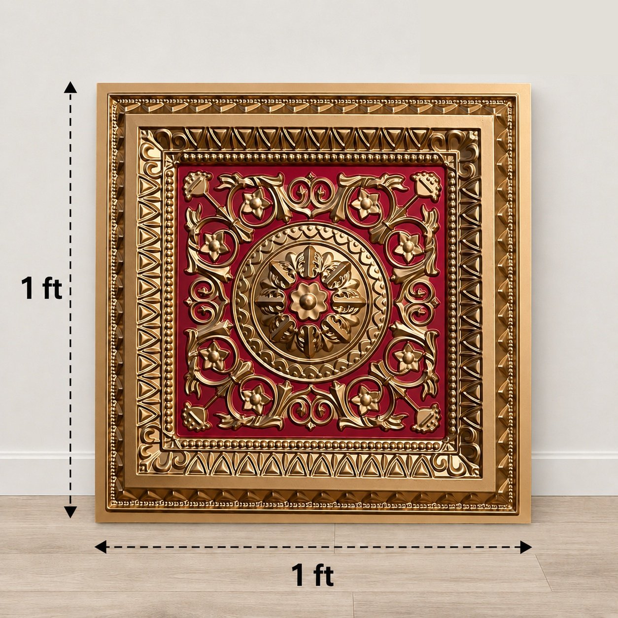 TryMe Ganpati Festive Backdrop Panel — Gold Red 1×1 thumbnail 2