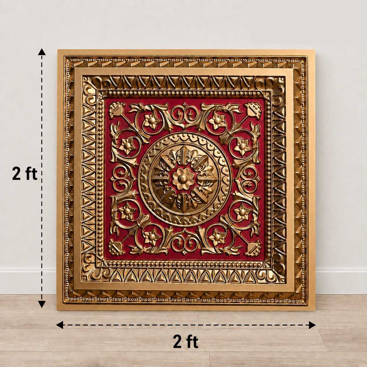 TryMe Ganpati Festive Backdrop Panel — Gold Red 2×2 thumbnail 2