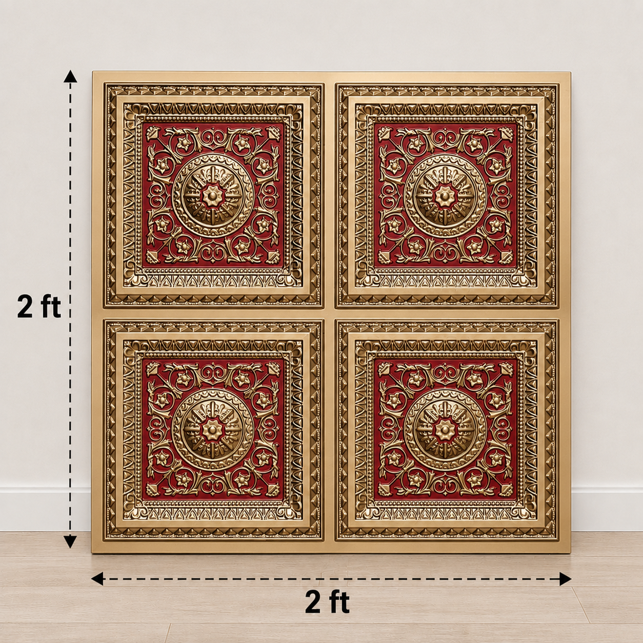 TryMe Ganpati Festive Backdrop Set — Gold Red RG-6 (12-2×2 Panel, 4-Four-Partition Panel) thumbnail 3