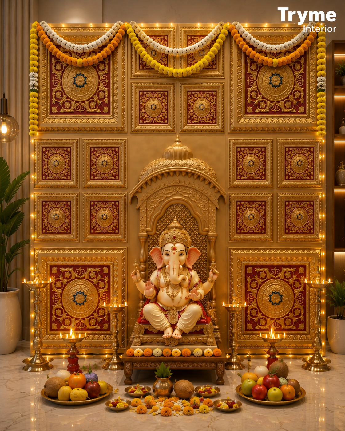 TryMe Royal Ganpati Readymade Festive Mandap Set (6×6 ft) — GR-01