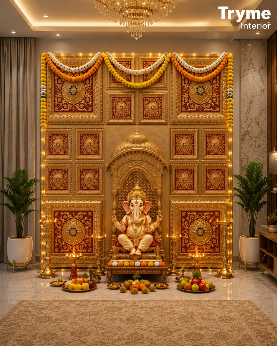 TryMe Royal Ganpati Readymade Festive Mandap Set (6×6 ft) — GR-01 thumbnail 2