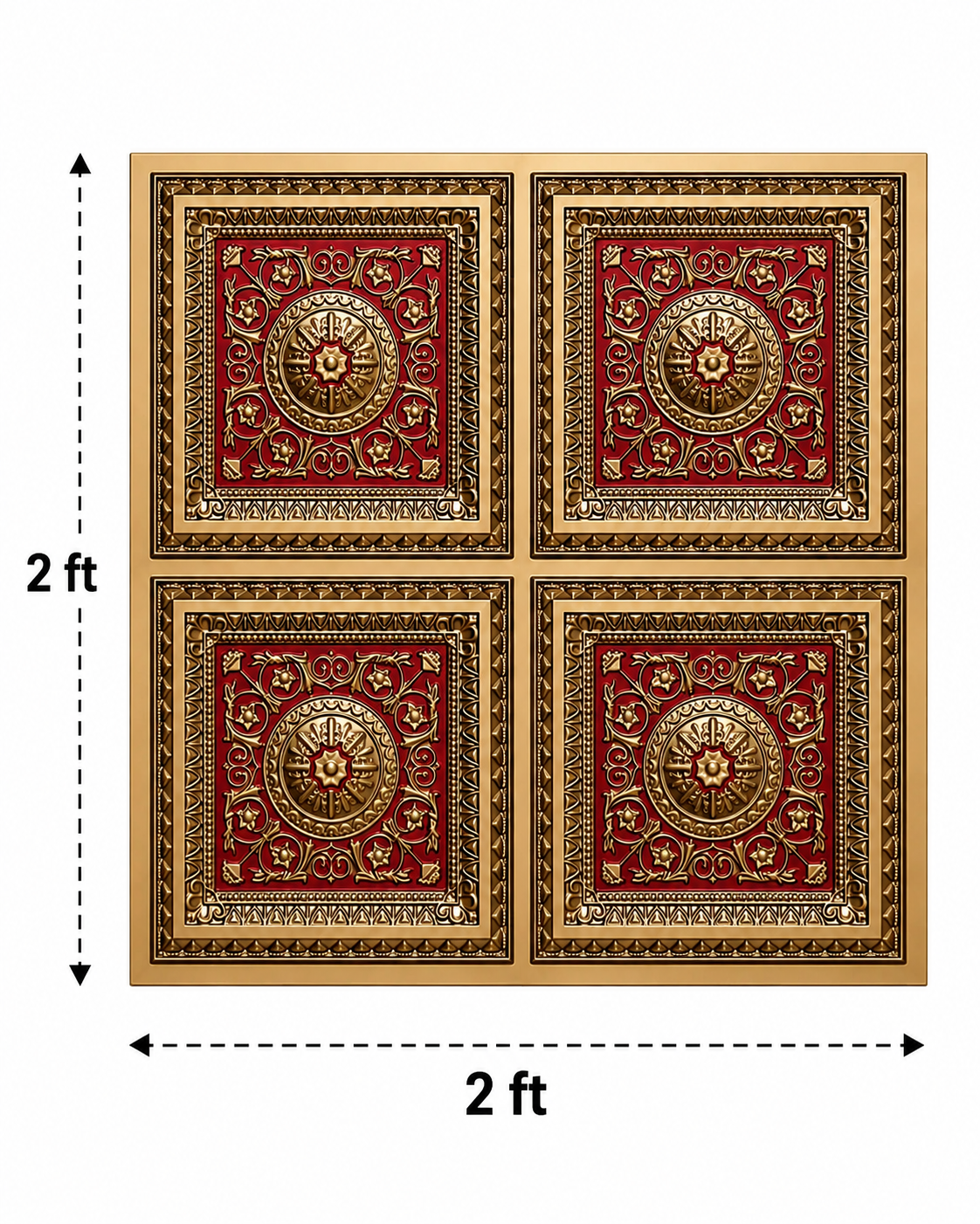 TryMe Royal Ganpati Readymade Festive Mandap Set (6×6 ft) — Gold Red C1 [ 2x2 Panel :- 4, 3 partition Panel, 1 Zarokha ] thumbnail 4