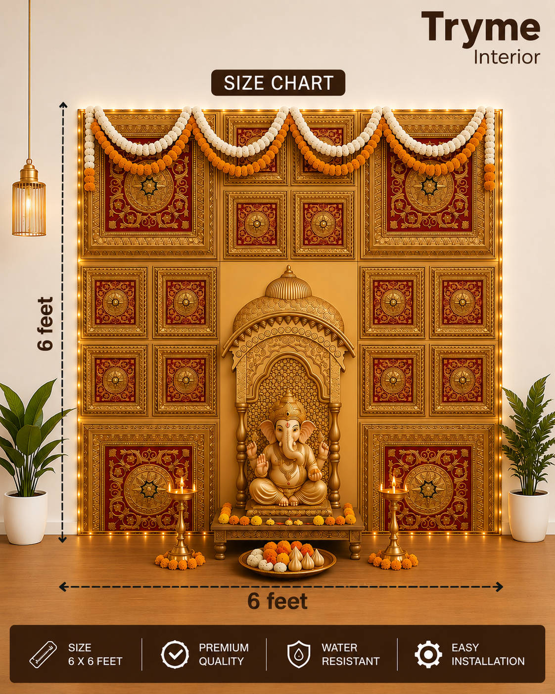 TryMe Royal Ganpati Readymade Festive Mandap Set (6×6 ft) — GR-01 thumbnail 3