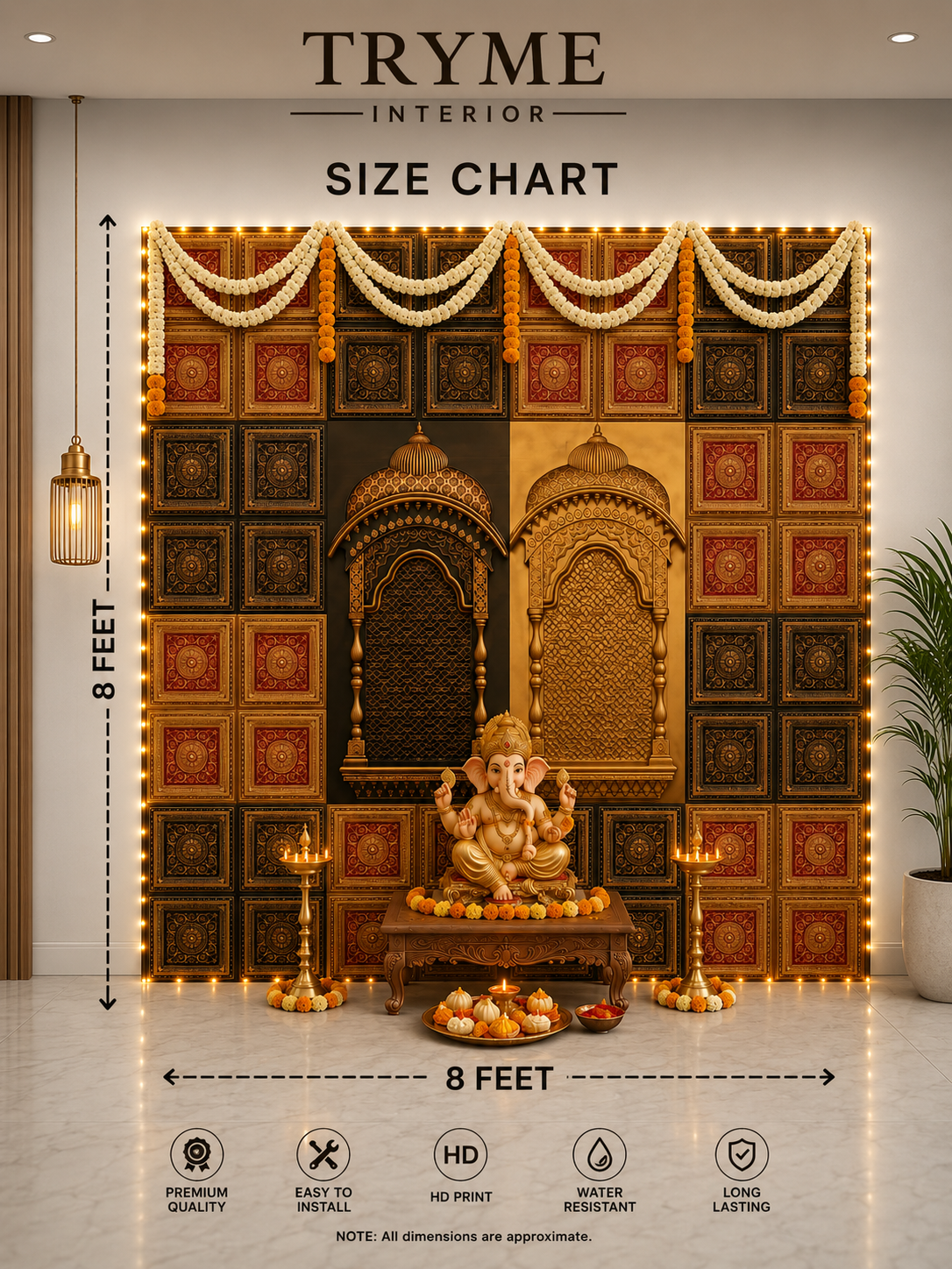 TryMe Royal Ganpati Readymade Festive Mandap Set — [ 12 sets of Four Partition Panel, 2 Zarokhas ] thumbnail 4