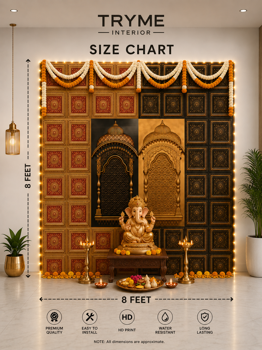 TryMe Royal Ganpati Readymade Festive Mandap Set — [ 12 sets of Four partition panel, 2 Zarokhas ] thumbnail 3