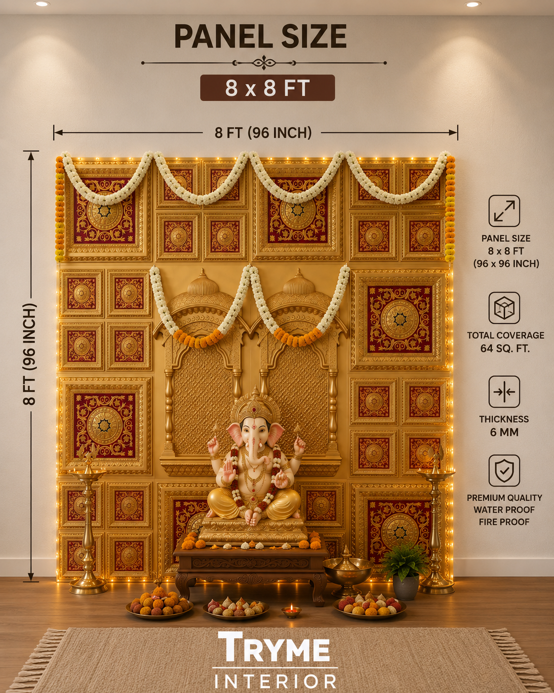 TryMe Royal Ganpati Readymade Festive Mandap Set — [ 6 set of 2x2 panel, 6 sets of 4 partition panel, 2 Zarokhas ] thumbnail 4