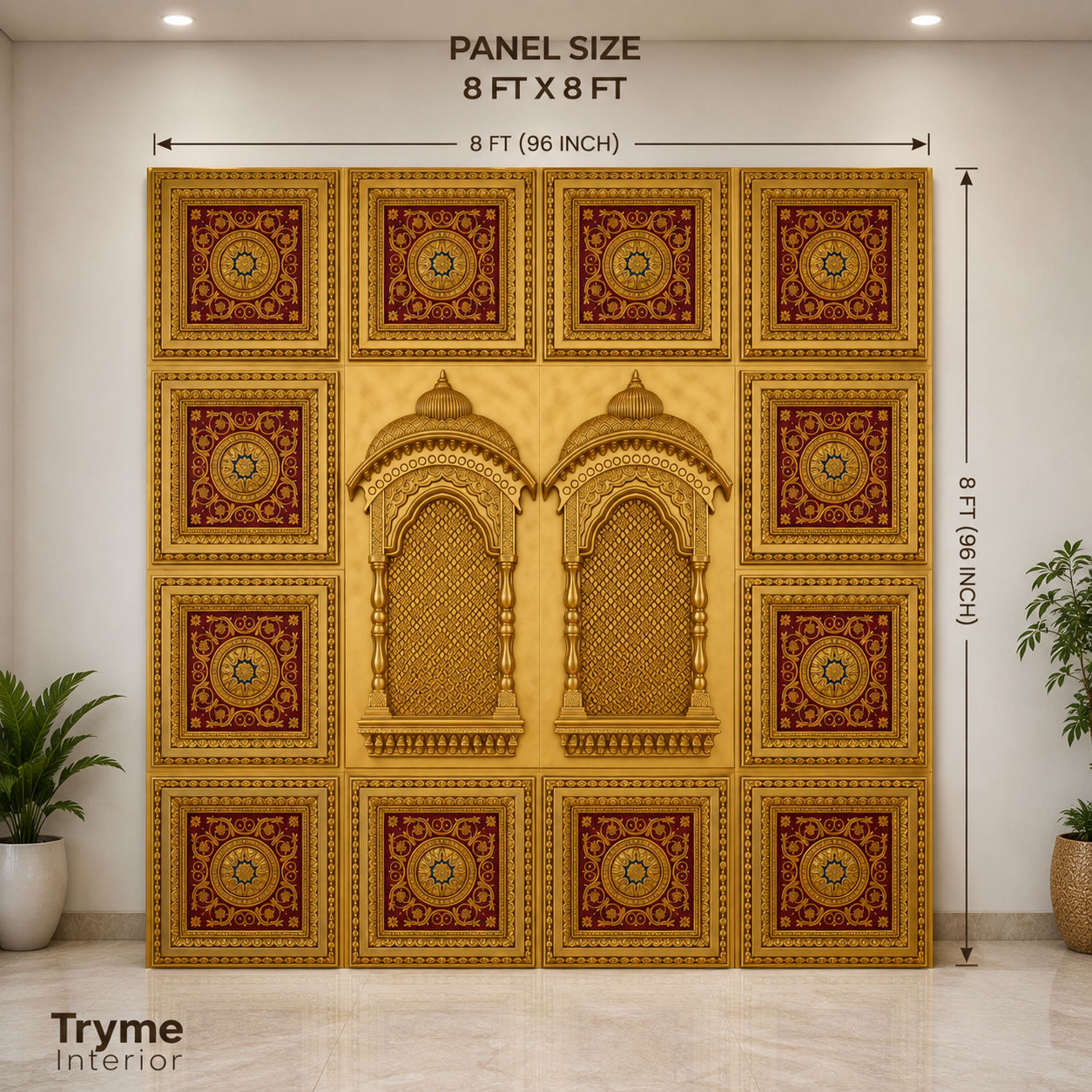 TryMe Royal Ganpati Readymade Festive Mandap Set - [ 12 sets of 2x2 Panel, 2 Zarokhas ] thumbnail 4