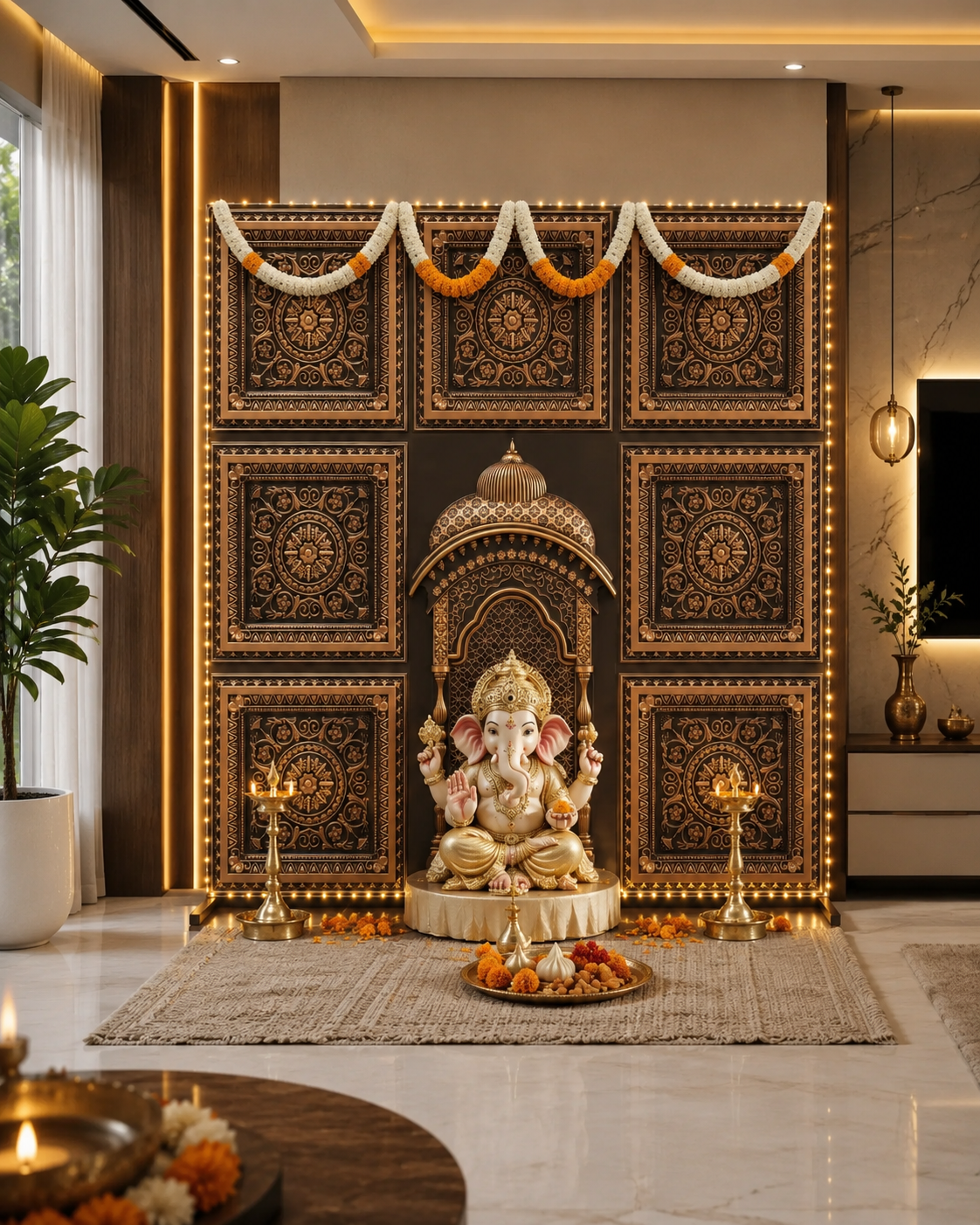 TryMe Royal Ganpati Readymade Festive Mandap Set (6×6 ft) — GR-02