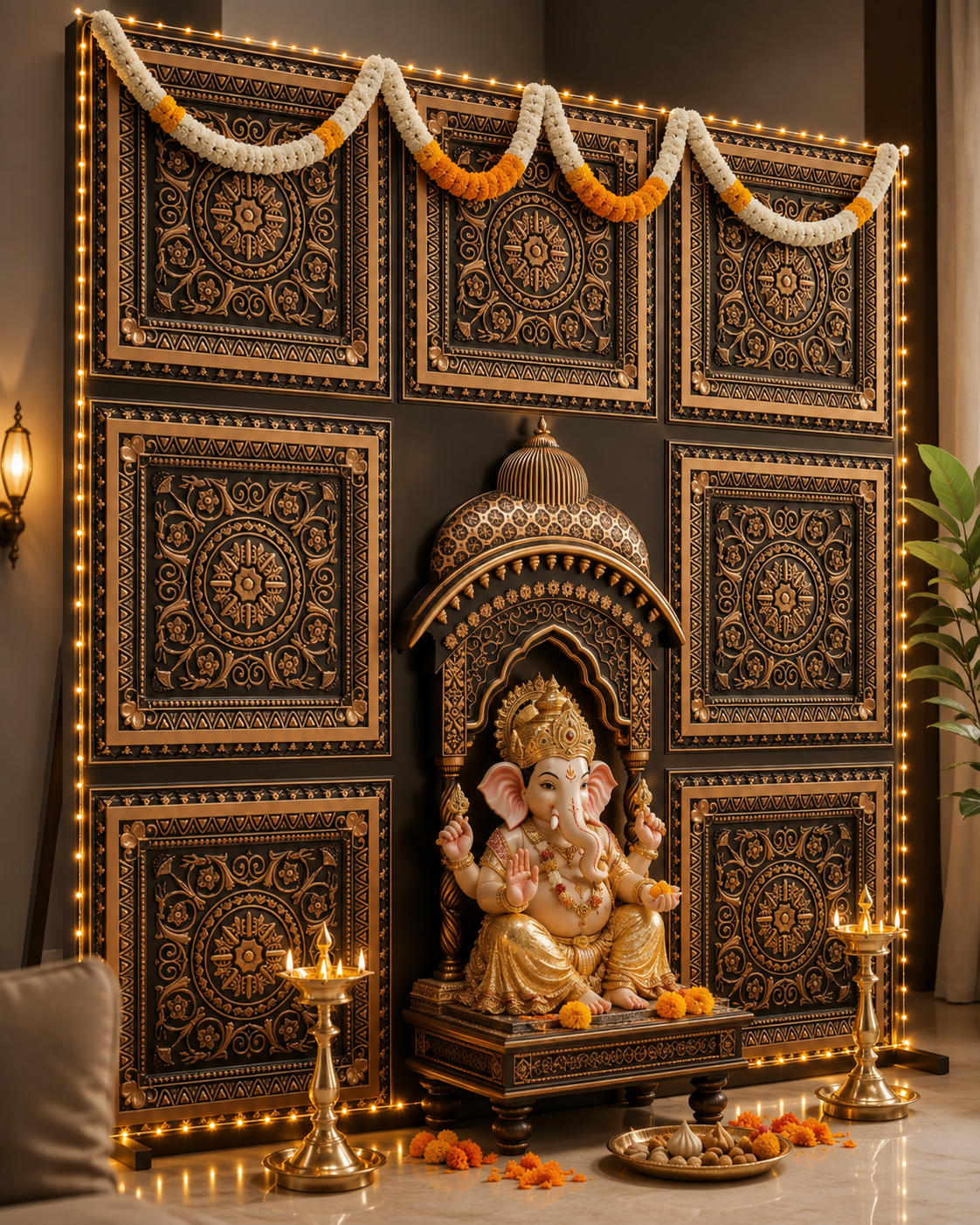 TryMe Royal Ganpati Readymade Festive Mandap Set (6×6 ft) — GR-02 thumbnail 2