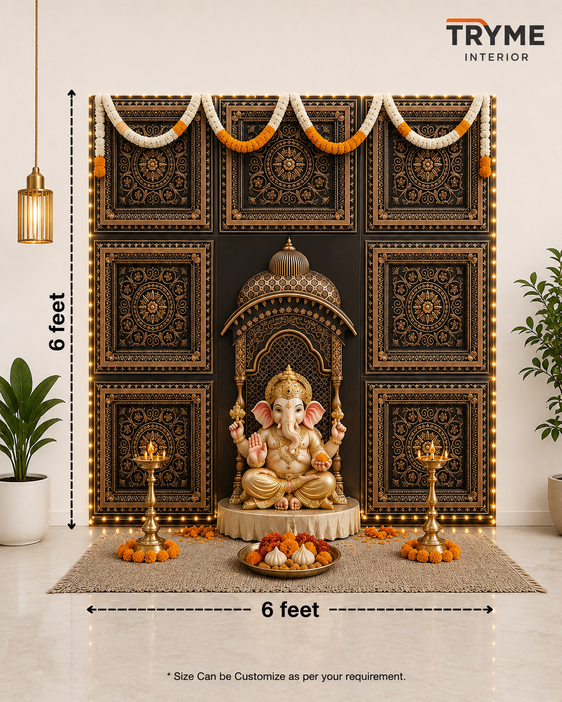 TryMe Royal Ganpati Readymade Festive Mandap Set (6×6 ft) — GR-02 thumbnail 3