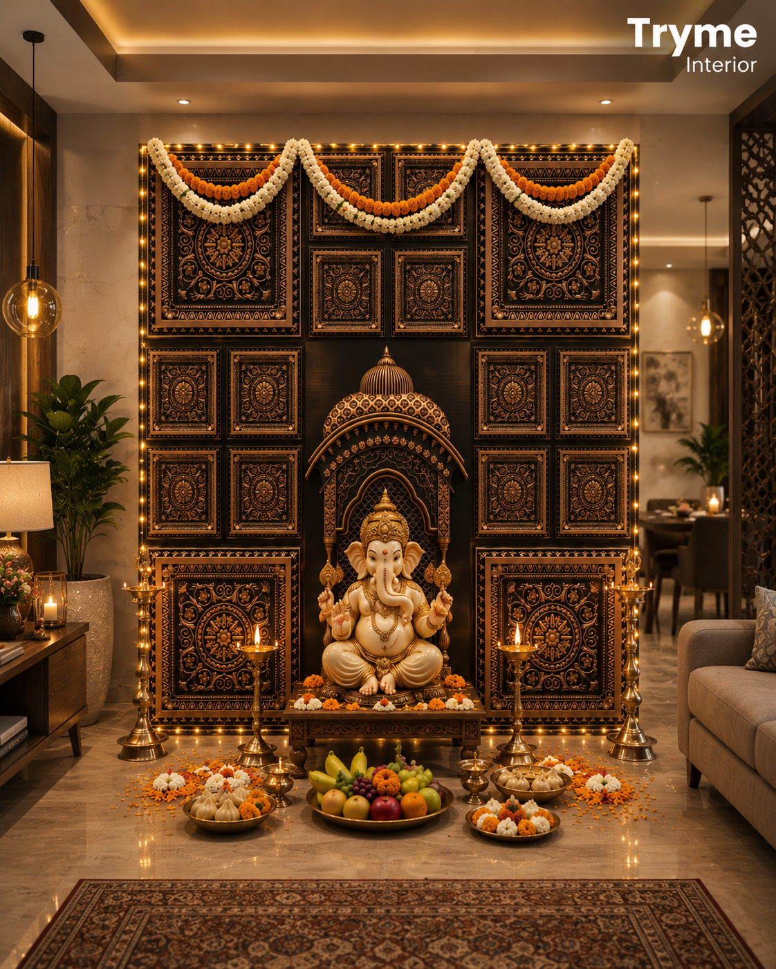 TryMe Royal Ganpati Readymade Festive Mandap Set (6×6 ft) — GR-03