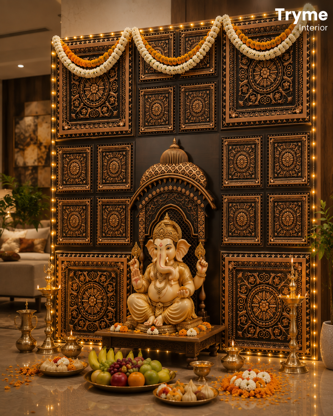 TryMe Royal Ganpati Readymade Festive Mandap Set (6×6 ft) — GR-03 thumbnail 2