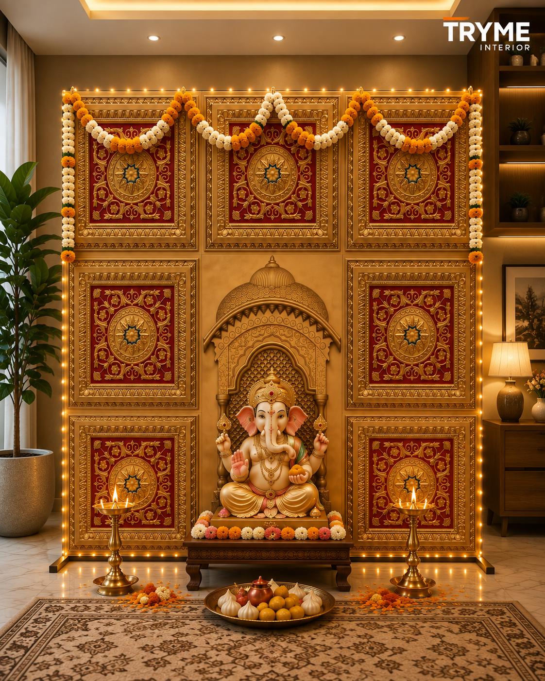 TryMe Royal Ganpati Readymade Festive Mandap Set (6×6 ft · 6mm) — GR-04 thumbnail 2