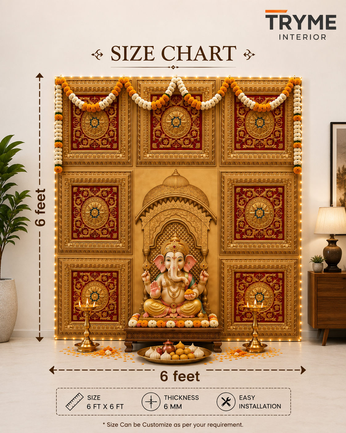 TryMe Royal Ganpati Readymade Festive Mandap Set (6×6 ft · 6mm) — GR-04 thumbnail 3