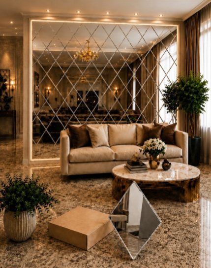 Diamond Facet Luxury Mirror Tiles