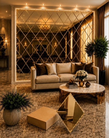 Hexagon Bevelled Crystal Mirror Tiles
