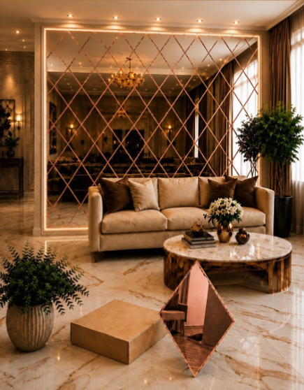 Venetian Chevron Accent Mirror Tiles