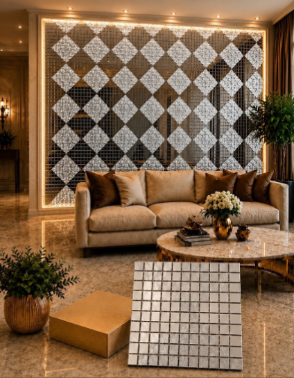 Art Deco Octagonal Mirror Tiles