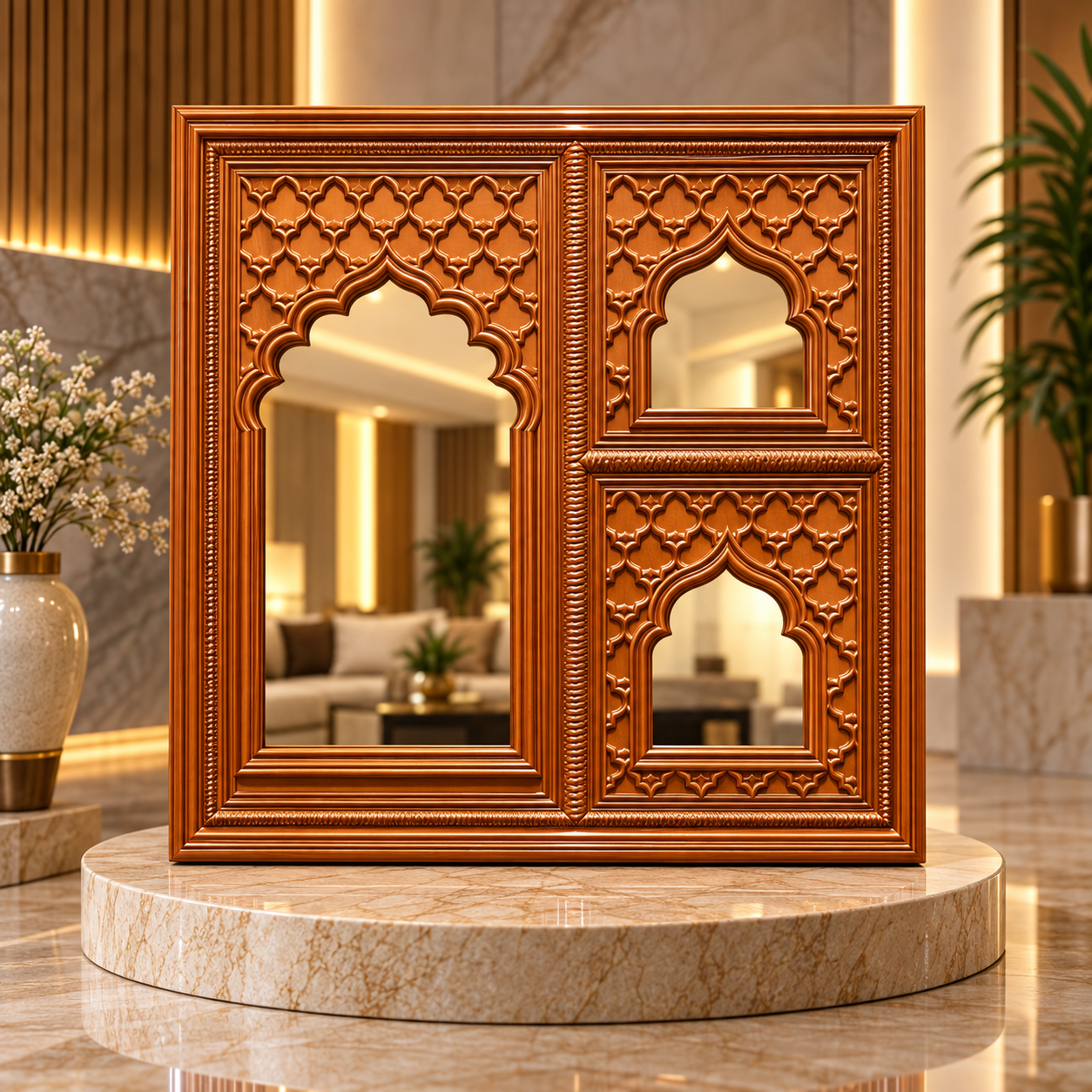 TryMe Royal Zarokha Decorative 3D Architectural Wall Panel — Rich Amber Bronze (50×50 cm)