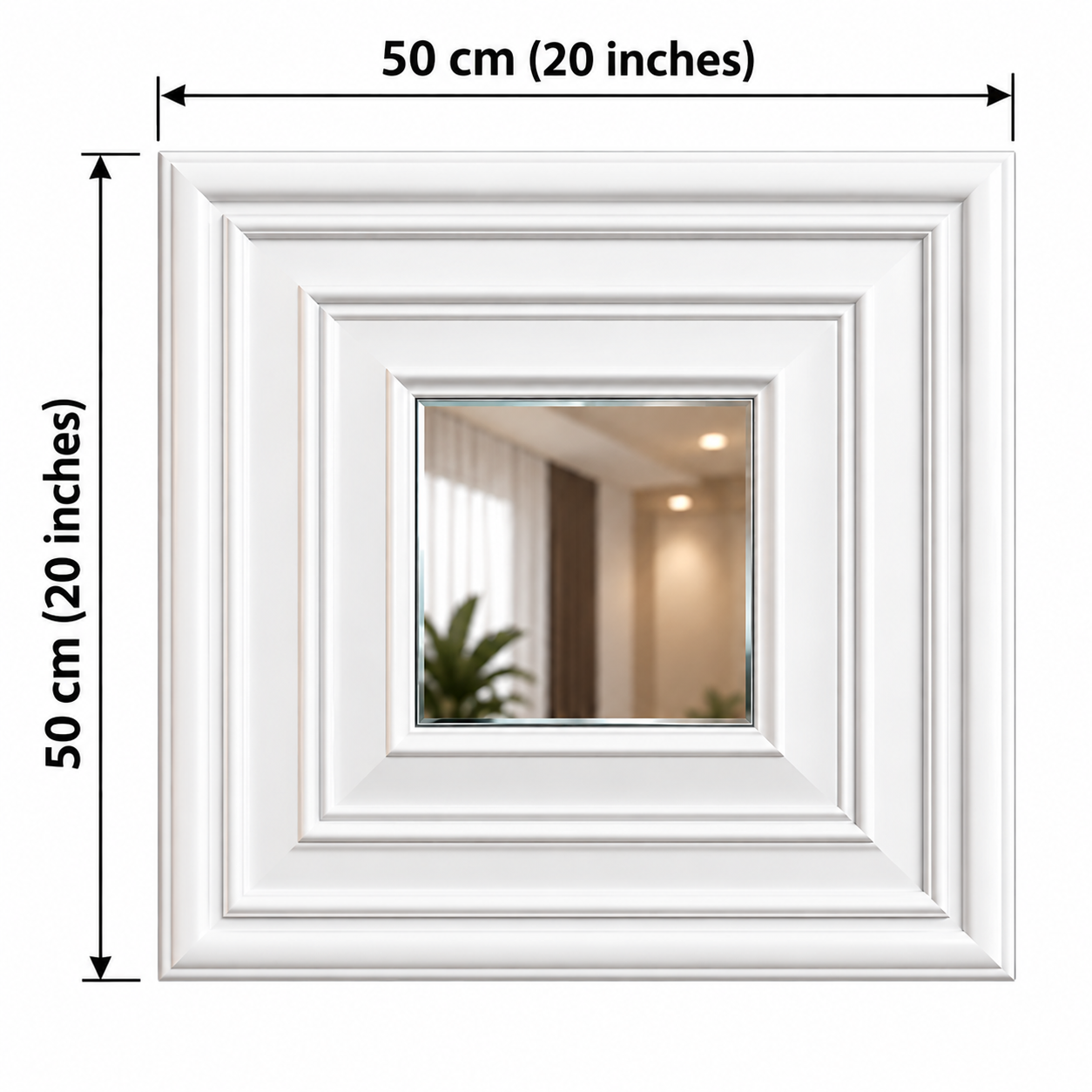TryMe Rich 3D Architectural Wall Panel with Beveled Mirror — Alpine White (50×50 cm) thumbnail 2