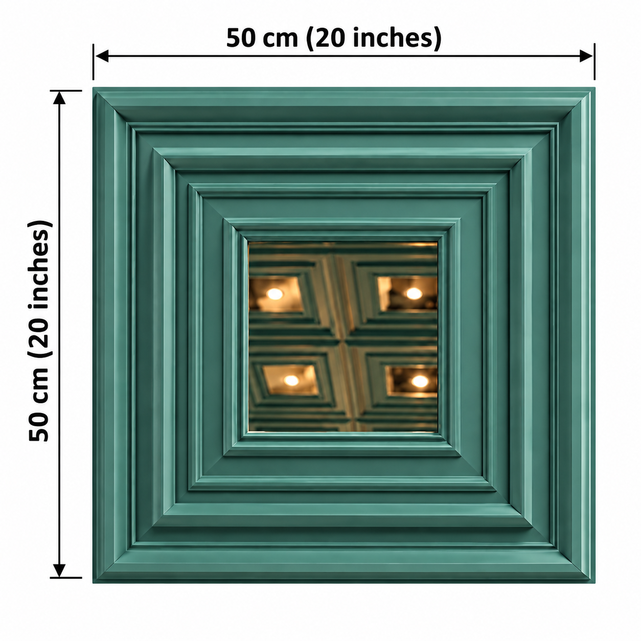 TryMe Rich 3D Architectural Wall Panel with Beveled Mirror — Sage Green (50×50 cm) thumbnail 2