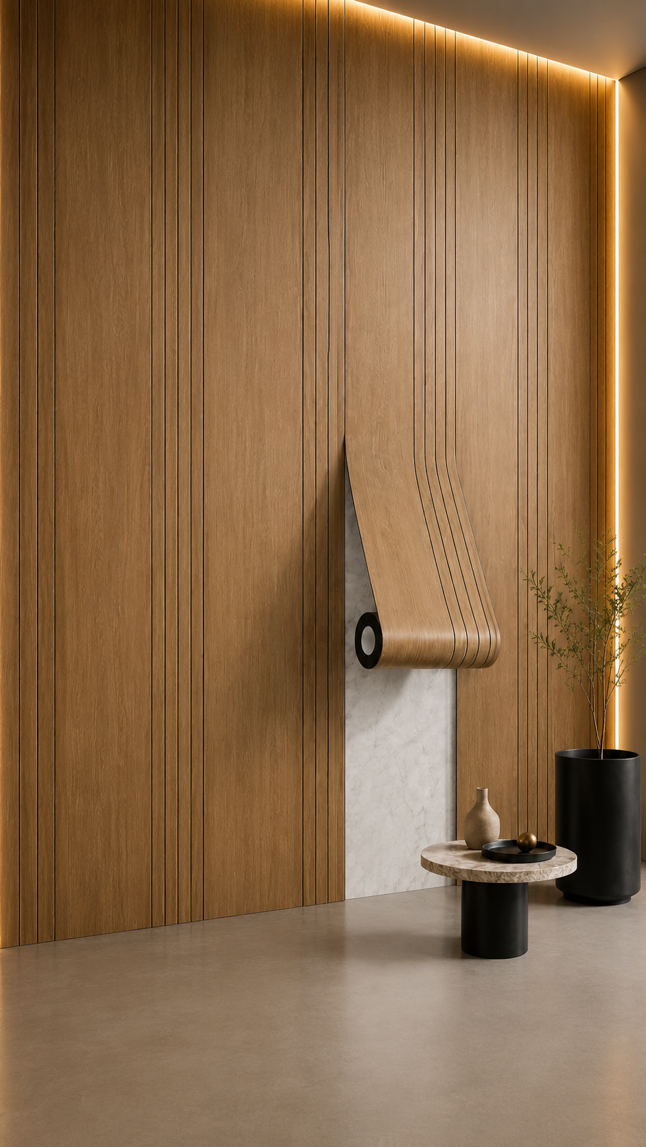 Premium Self Adhesive Grill Sheet – Wood Finish | Vertical Groove Wall Panel