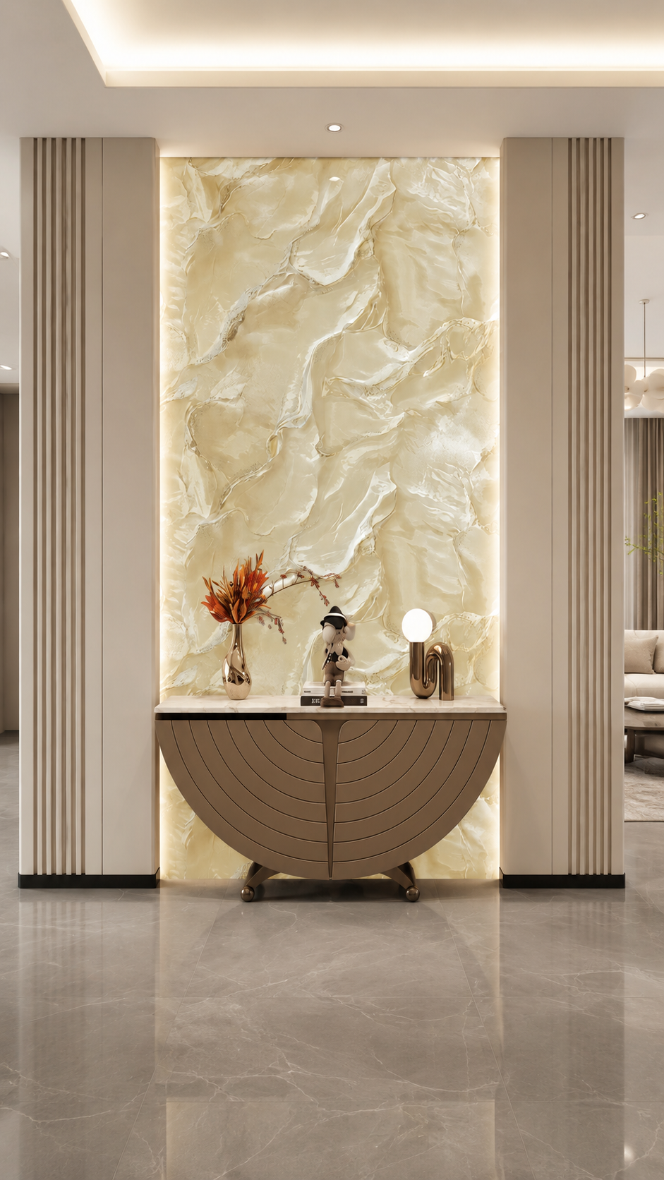 Self Adhesive Marble Textured Wallpaper for Walls | Premium Beige & Gold Marble Finish thumbnail 2