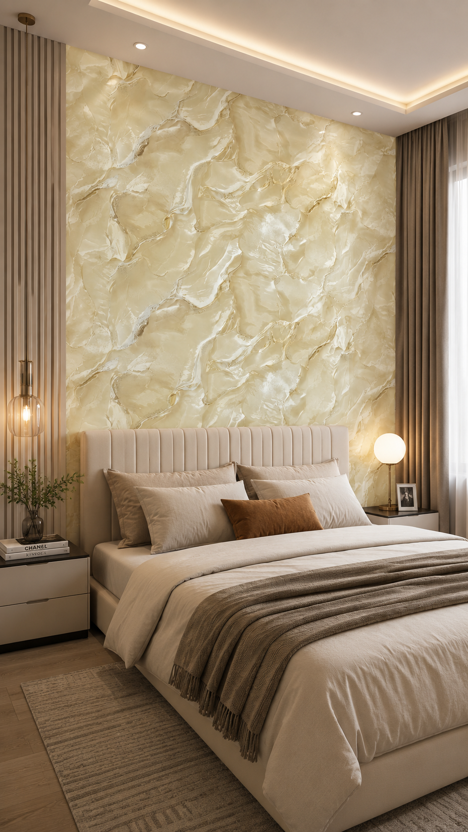 Self Adhesive Marble Textured Wallpaper for Walls | Premium Beige & Gold Marble Finish thumbnail 3