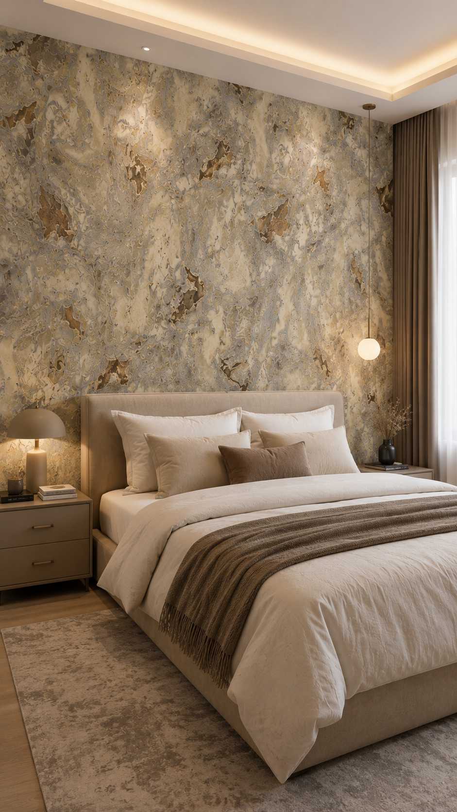 Self Adhesive Marble Textured Wallpaper for Walls | Premium Grey Beige Brown Marble Finish thumbnail 3