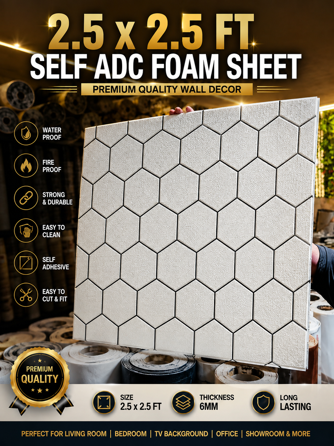TryMe 3D Luxury 2.5×2.5 Foam Sheet Panel — FS-01 thumbnail 2
