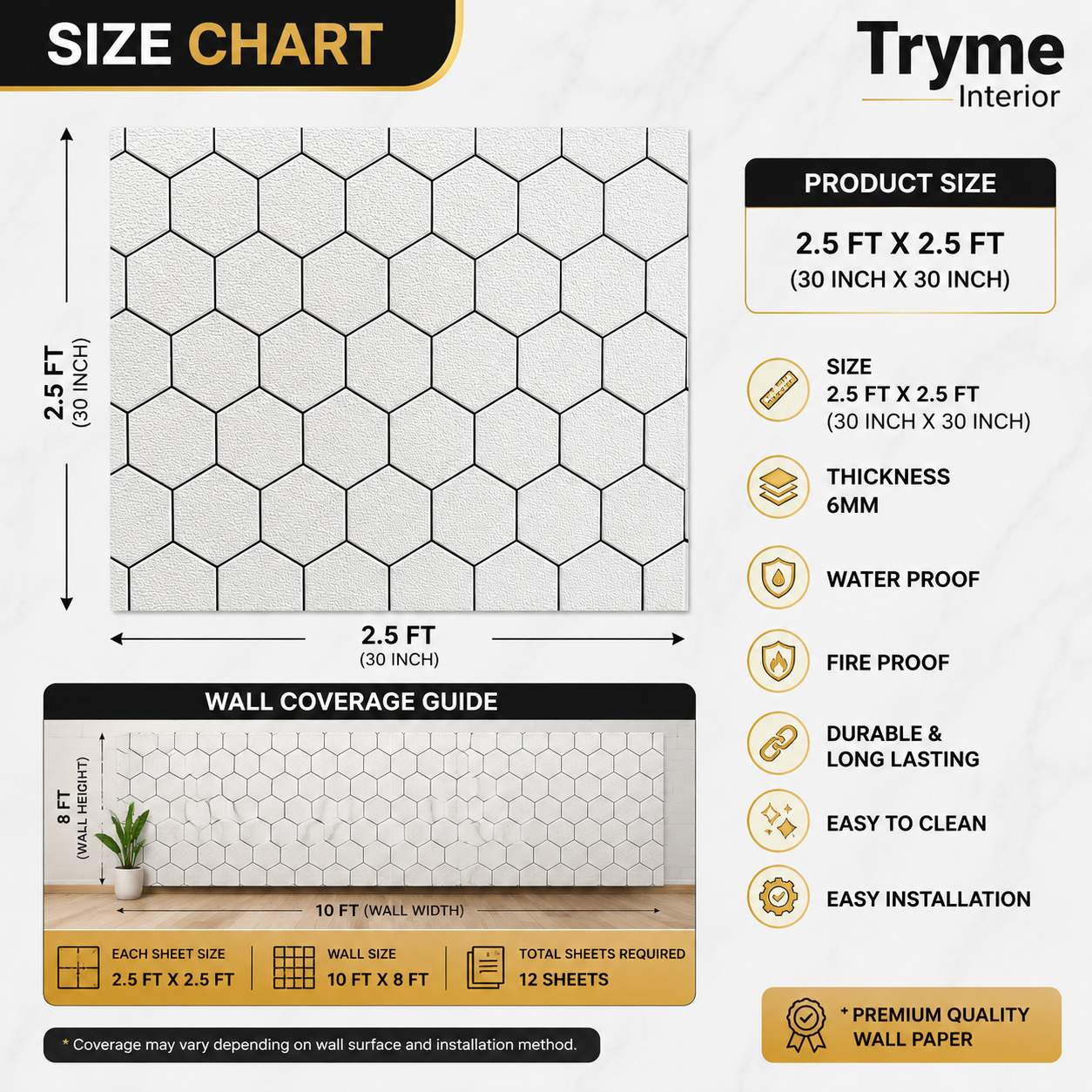 TryMe 3D Luxury 2.5×2.5 Foam Sheet Panel — FS-01 thumbnail 3