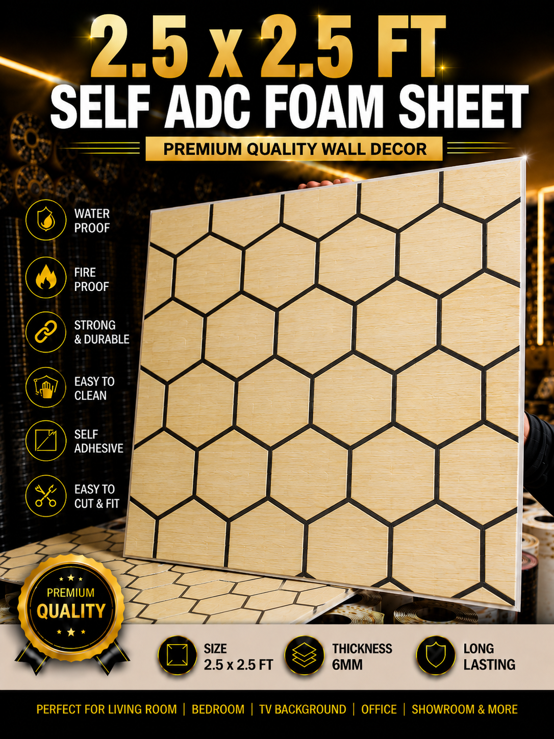 TryMe 3D Luxury 2.5×2.5 Foam Sheet Panel — FS-10 thumbnail 2