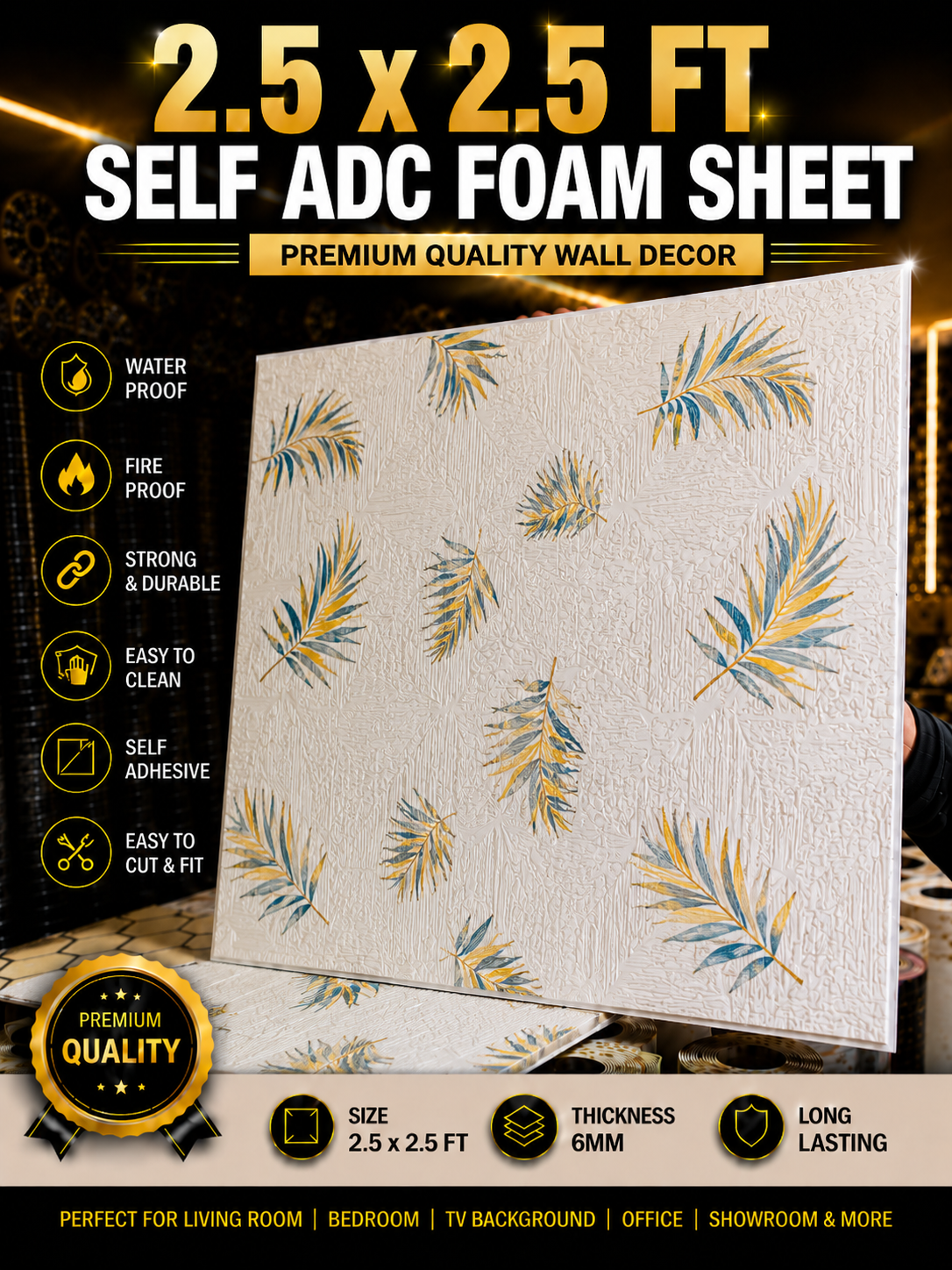 TryMe 3D Luxury 2.5×2.5 Foam Sheet Panel — FS-12 thumbnail 2