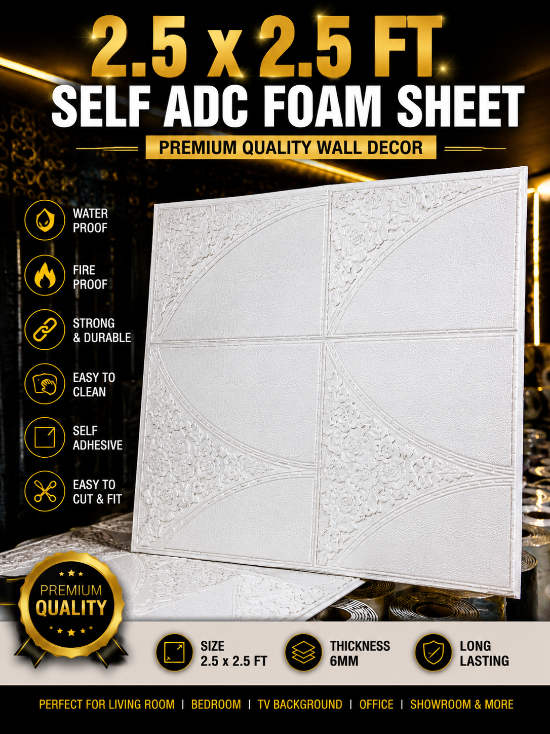 TryMe 3D Luxury 2.5×2.5 Foam Sheet Panel — FS-14 thumbnail 2