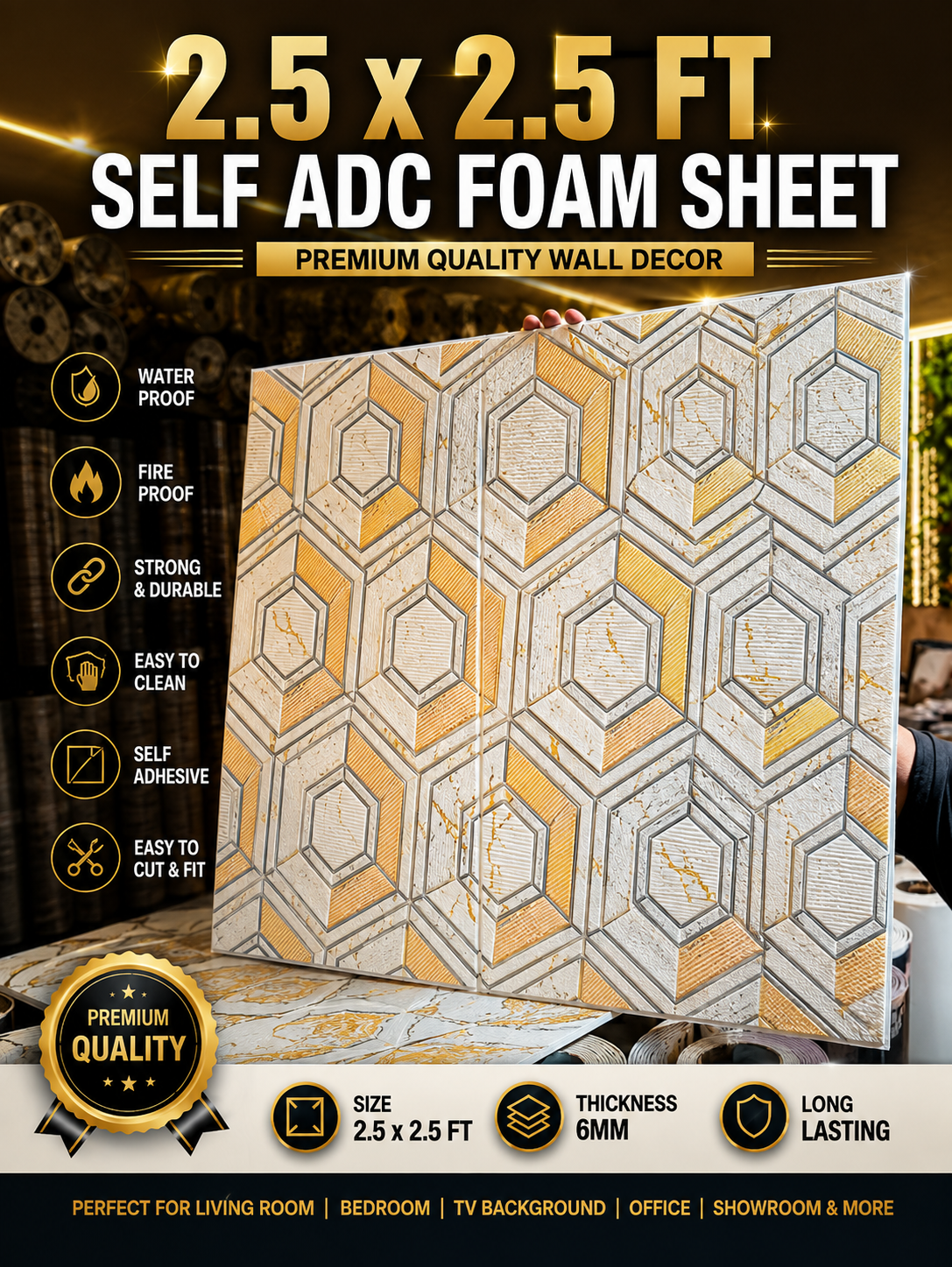 TryMe 3D Luxury 2.5×2.5 Foam Sheet Panel — FS-02 thumbnail 2