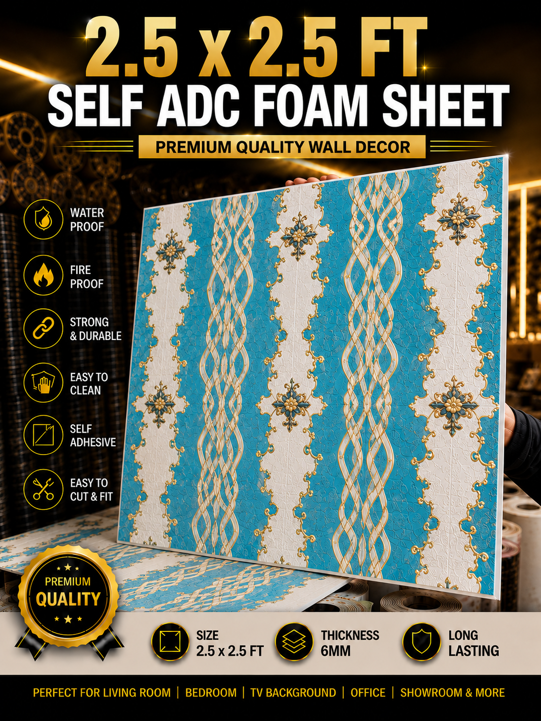 TryMe 3D Luxury 2.5×2.5 Foam Sheet Panel — FS-03 thumbnail 2