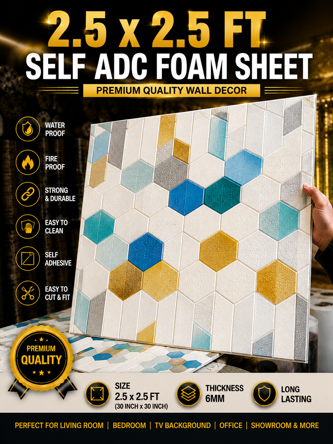 TryMe 3D Luxury 2.5×2.5 Foam Sheet Panel — FS-04 thumbnail 2