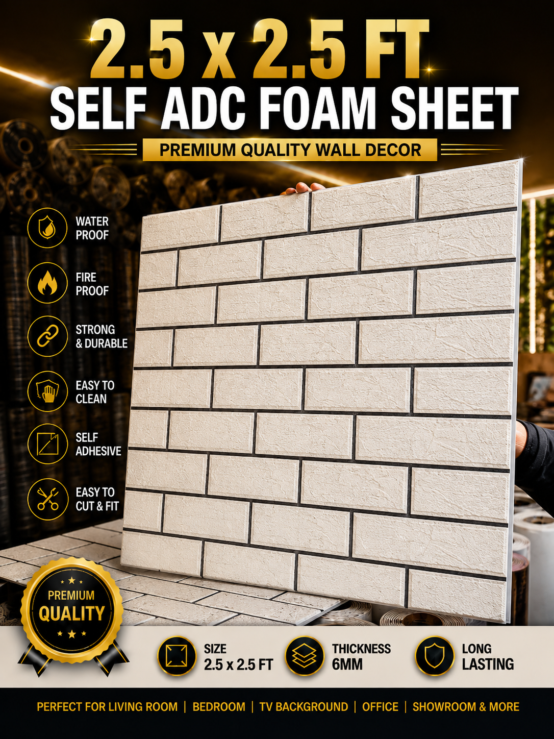 TryMe 3D Luxury 2.5×2.5 Foam Sheet Panel — FS-05 thumbnail 2