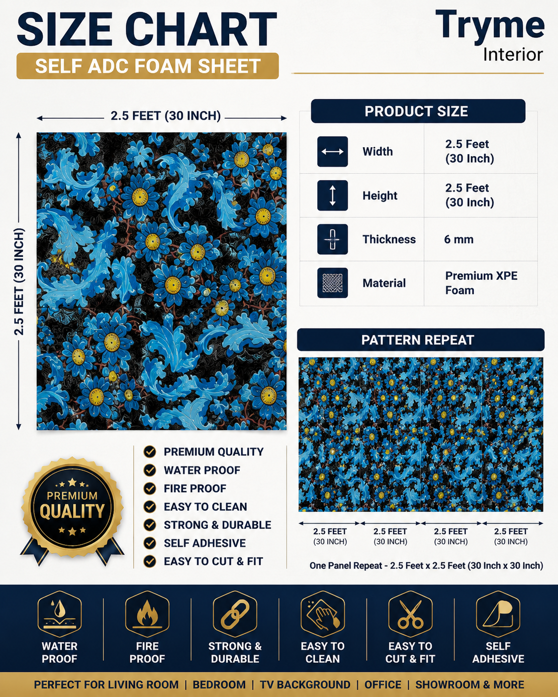 TryMe 3D Luxury 2.5×2.5 Foam Sheet Panel — FS-06 thumbnail 3