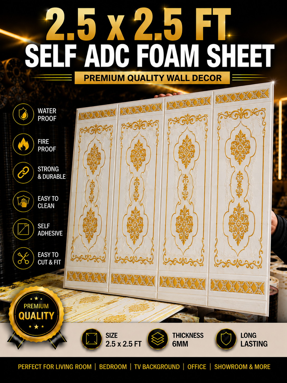 TryMe 3D Luxury 2.5×2.5 Foam Sheet Panel — FS-08 thumbnail 2